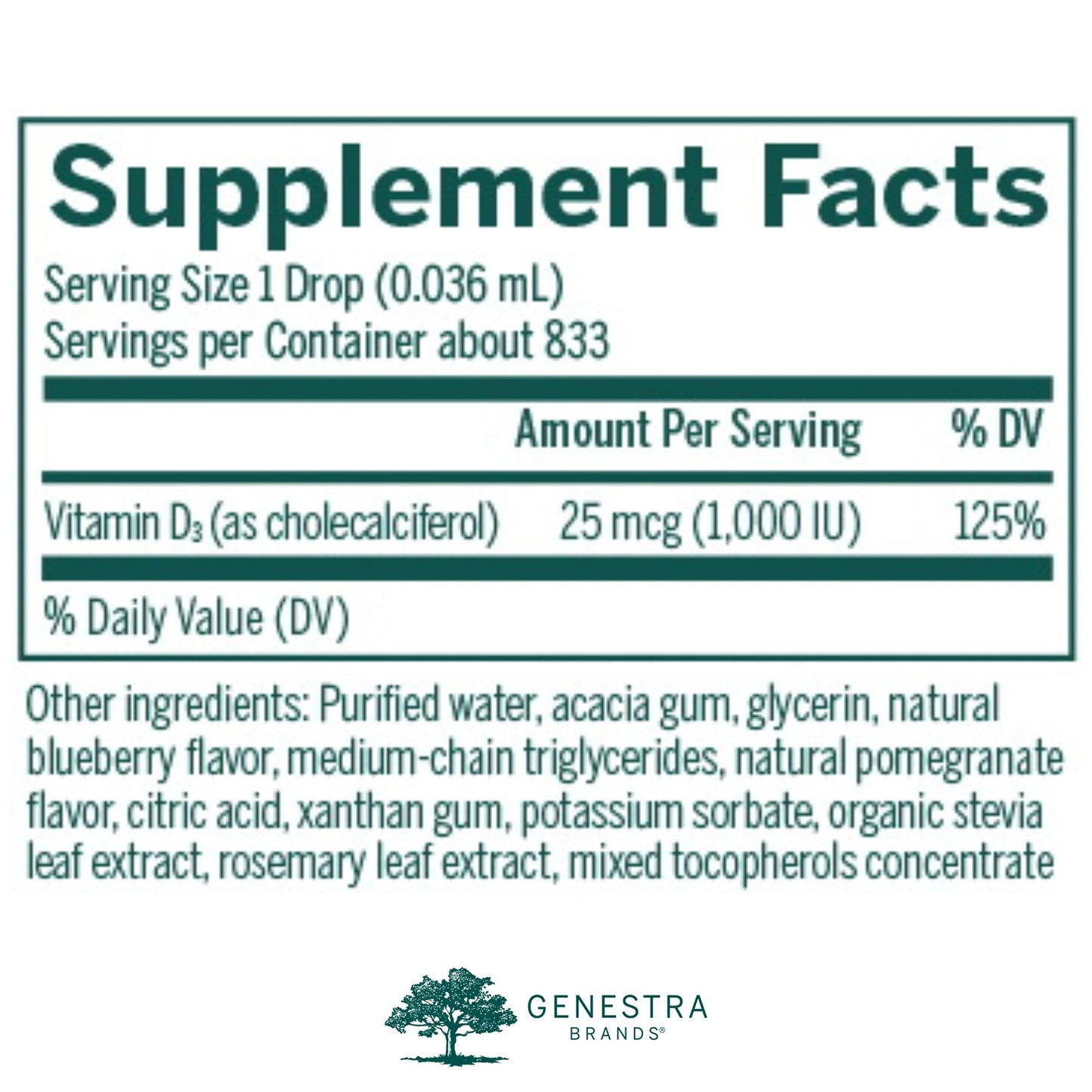 Genestra Brands D-Mulsion 1000 - Liquid Vitamin D Supplement - Natural Lemon Flavor - 1 Fl Oz - Nirvana Guru