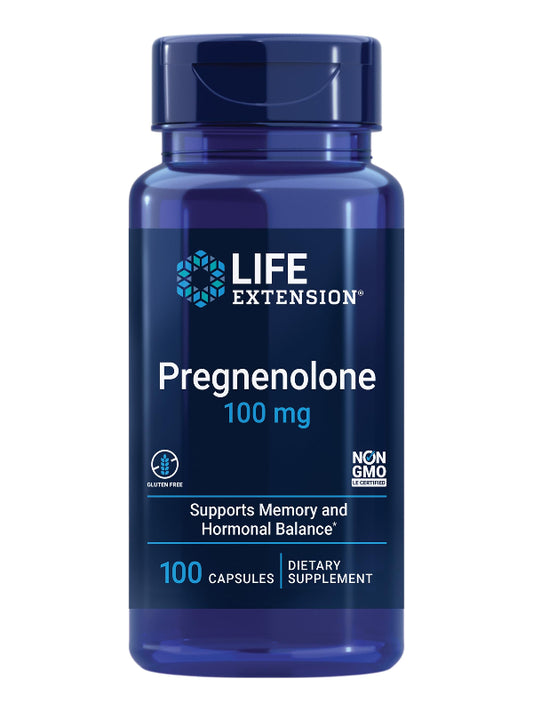 Life Extension Pregnenolone - Hormone Balance Supplement for Healthy Hormone Levels, 100 mg - Hormone Balance, Memory, Focus, Cognitive Health - Gluten-Free, Non-GMO, 100 Capsules - Nirvana Guru