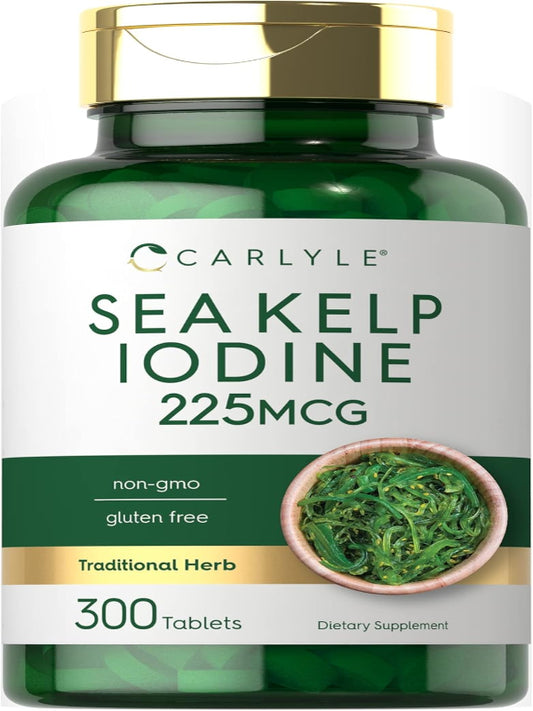 Carlyle Sea Kelp Iodine Supplement | 225mcg | 300 Tablets | Non-GMO, Gluten Free | Traditional Herb Supplement Nirvana Guru