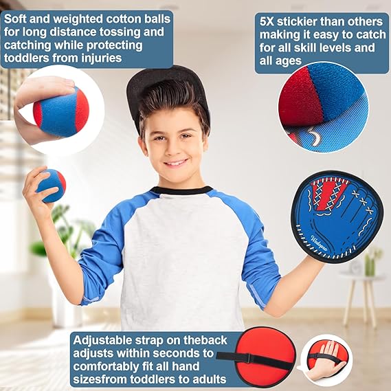 Toss and Catch Ball Game, Kids Toddler Baseball Glove & Catch Ball Toys, Kids Outdoor Games for Family, Toys for Beach Pool Yard Outside, Birthday Gift for Ages 3 4 5 6 7 8-12 Year Old Boys Girls nirvanaguru