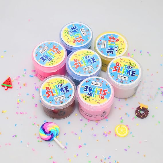 7 Pack Cake Butter Slime Kits, Soft and Non-Sticky Slime Kit Party Favors for Girls and Boys nirvanaguru