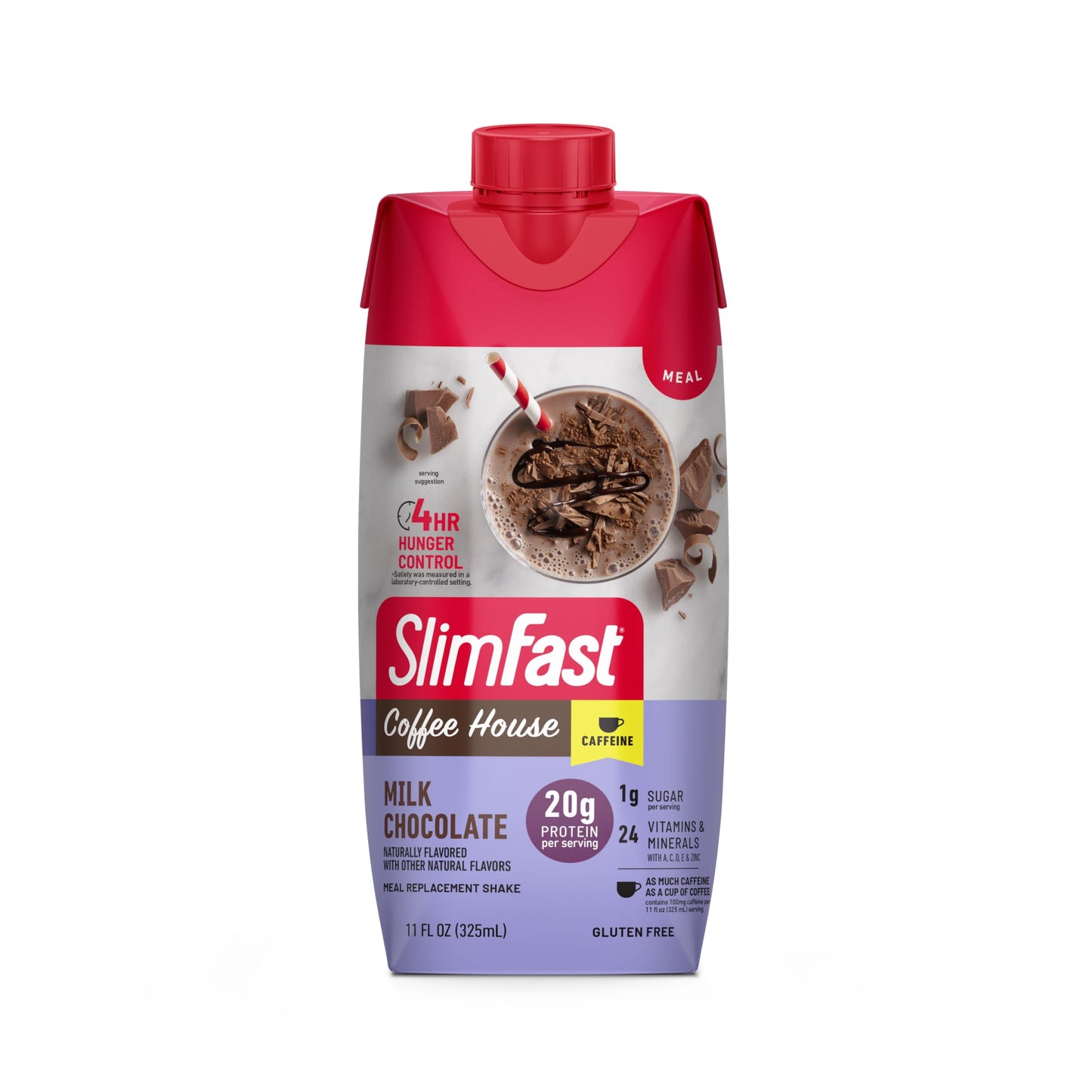 SlimFast Protein Shake with Caffeine, Caramel Macchiato- 20g Protein, Meal Replacement Shakes, High Protein with Low Carb and Low Sugar, 24 Vitamins and Minerals, 12 Count (Pack of 1)