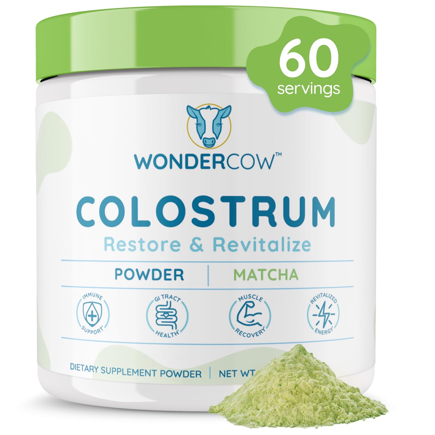 Colostrum Supplement Powder for Gut Health, Immune Support, Muscle Recovery & Wellness | Natural IgG Pure Whole Bovine Colostrum Superfood, Unflavored, 60 Servings Nirvana Guru