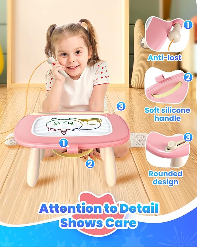 Magnetic Drawing Board, Toddler Girl Toys for 1-2 Year Old, Doodle Board Pad Learning and Educational Kids Toys for 1 2 3 Year Old Baby Girl Birthday Christmas GIF- Pink Nirvana Guru