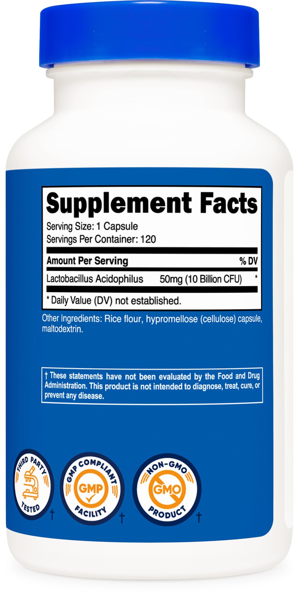 Nutricost Lactobacillus Acidophilus 10 Billion CFU, 120 Vegetarian Capsules - Nirvana Guru