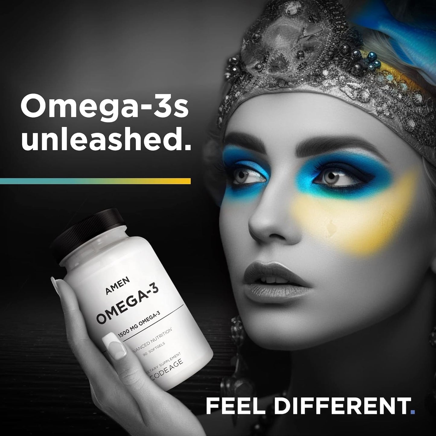 Amen Omega-3 Supplement - 1500mg High-Potency Daily Omega 3 - EPA and DHA Fatty Acids Fish Oil - 45-Day Supply - Fatty Acid Supplements - Fish Oil Pills - Non-GMO - 90 Soft Gels Capsules Nirvana Guru
