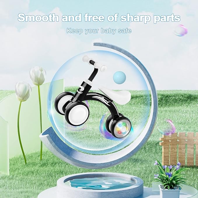 Colorful Lighting Baby Balance Bike Toys for 1 Year Old Boy Gifts, 10-36 Month Toddler Balance Bike, No Pedal 4 Silence Wheels&Soft Seat First Riding on Toys, One Year Old Boy Birthday Gifts. Nirvana Guru