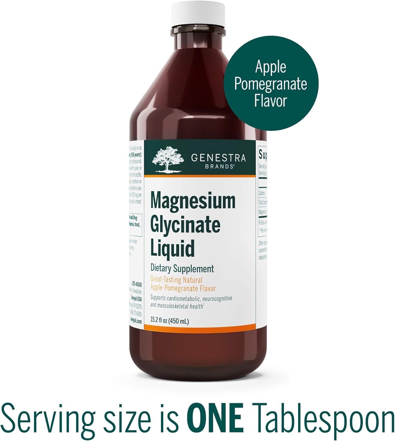 Genestra Brands Magnesium Glycinate Liquid | Supports Normal Muscle Function and Helps Metabolize Carbs and Proteins | 15.2 Fl Oz | Apple Pomegranate Flavor - Nirvana Guru