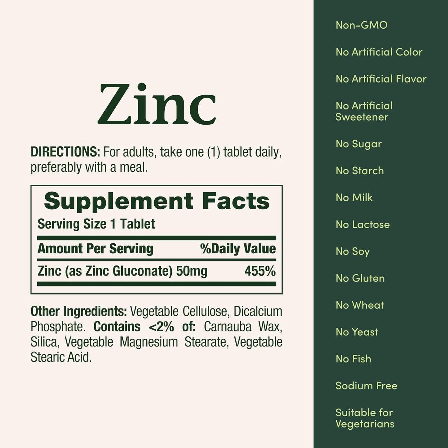 Nature's Bounty Zinc 50mg, Immune Support & Antioxidant Supplement, Promotes Skin Health, 1 Caplet Per Day, Gluten Free, 250 Vegetarian Caplets