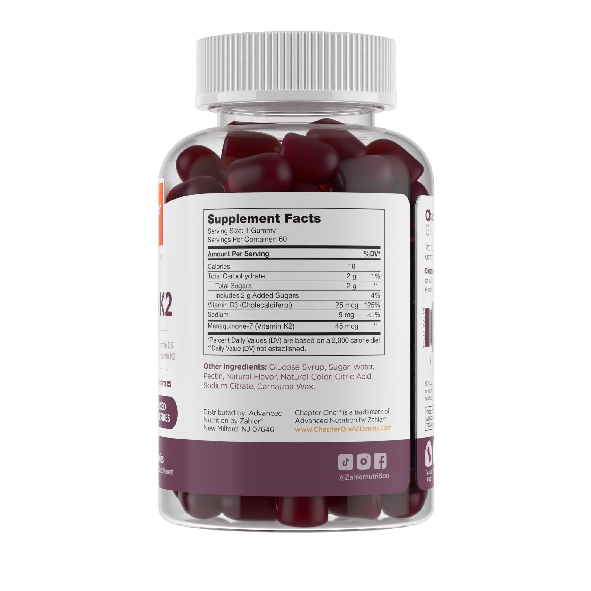 Zahler Chapter One Vitamin D3 K2 Gummies, Contains 1000IU of Vitamin D3 and 45MCG of Vitamin K2, D3 & K2 Gummy Supplement, Kosher, 60 Gummies - Nirvana Guru