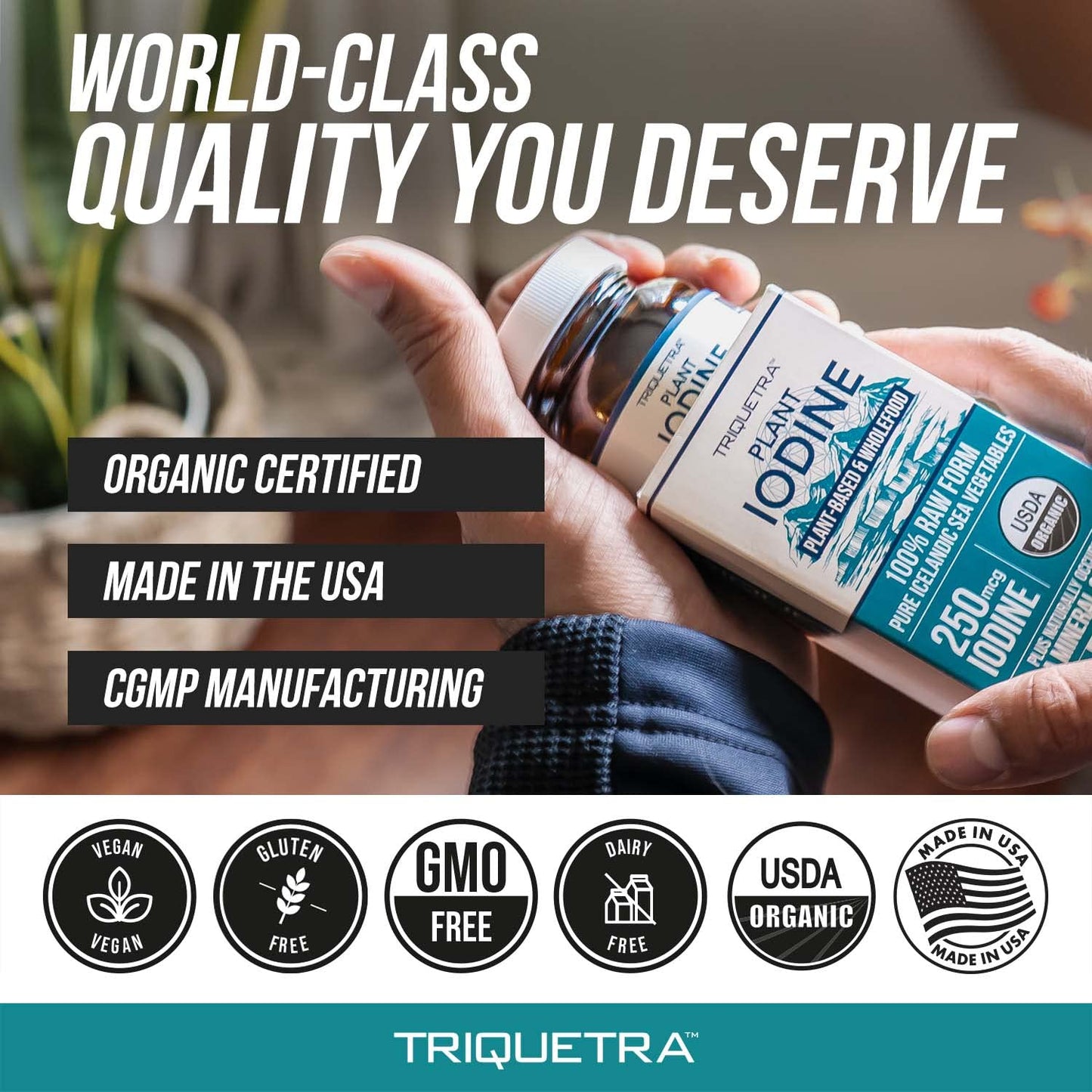 Organic Iodine Supplement from Sea Vegetable Complex, Whole Food & Raw Form - Iodine Plus Trace Mineral Complex – Contains Purest Icelandic Sea Kelp, Irish Moss & Bladderwrack (250 mcg) Nirvana Guru