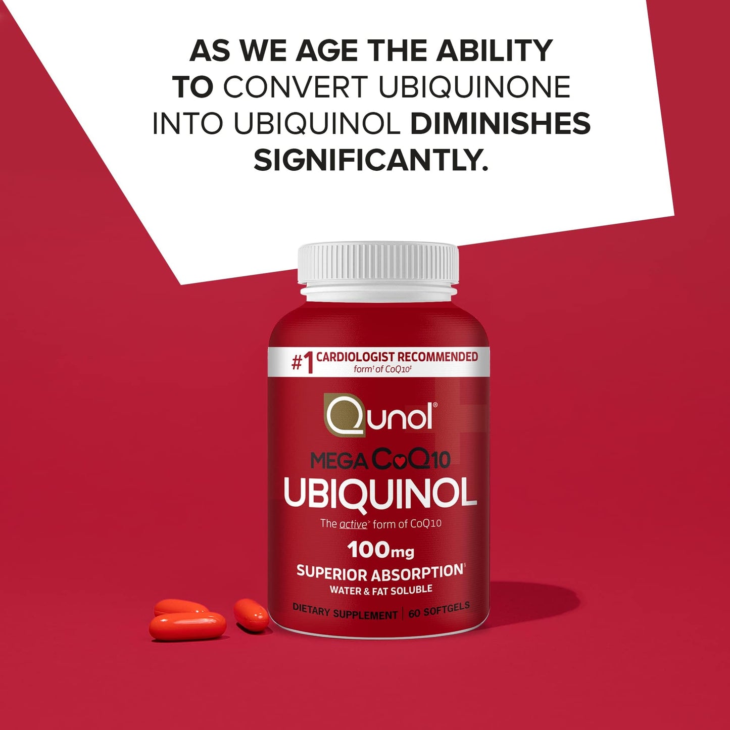 Qunol Mega Ubiquinol 100mg CoQ10, Superior Absorption, Patented Water and Fat Soluble Natural Supplement Form of Coenzyme Q10, Antioxidant for Heart Health, 100 Count Softgels Nirvana Guru