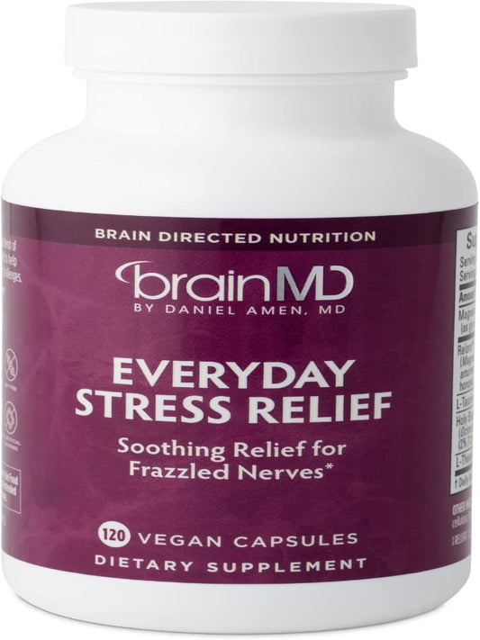 BRAINMD Dr Amen Everyday Stress Relief - 120 Capsules - Promotes Relaxation & Focus - Non-Drowsy - Gluten Free - 30 Servings Nirvana Guru