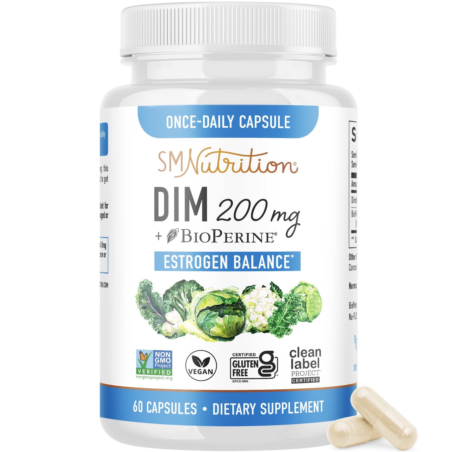 DIM Supplement 200 mg | Estrogen Balance for Women & Men | Hormonal Acne, Hormone Balance, Menopause & Antioxidant Support | Clean Label Project Certified, Vegan & Soy Free Diindolylmethane | 60 Ct. - Nirvana Guru