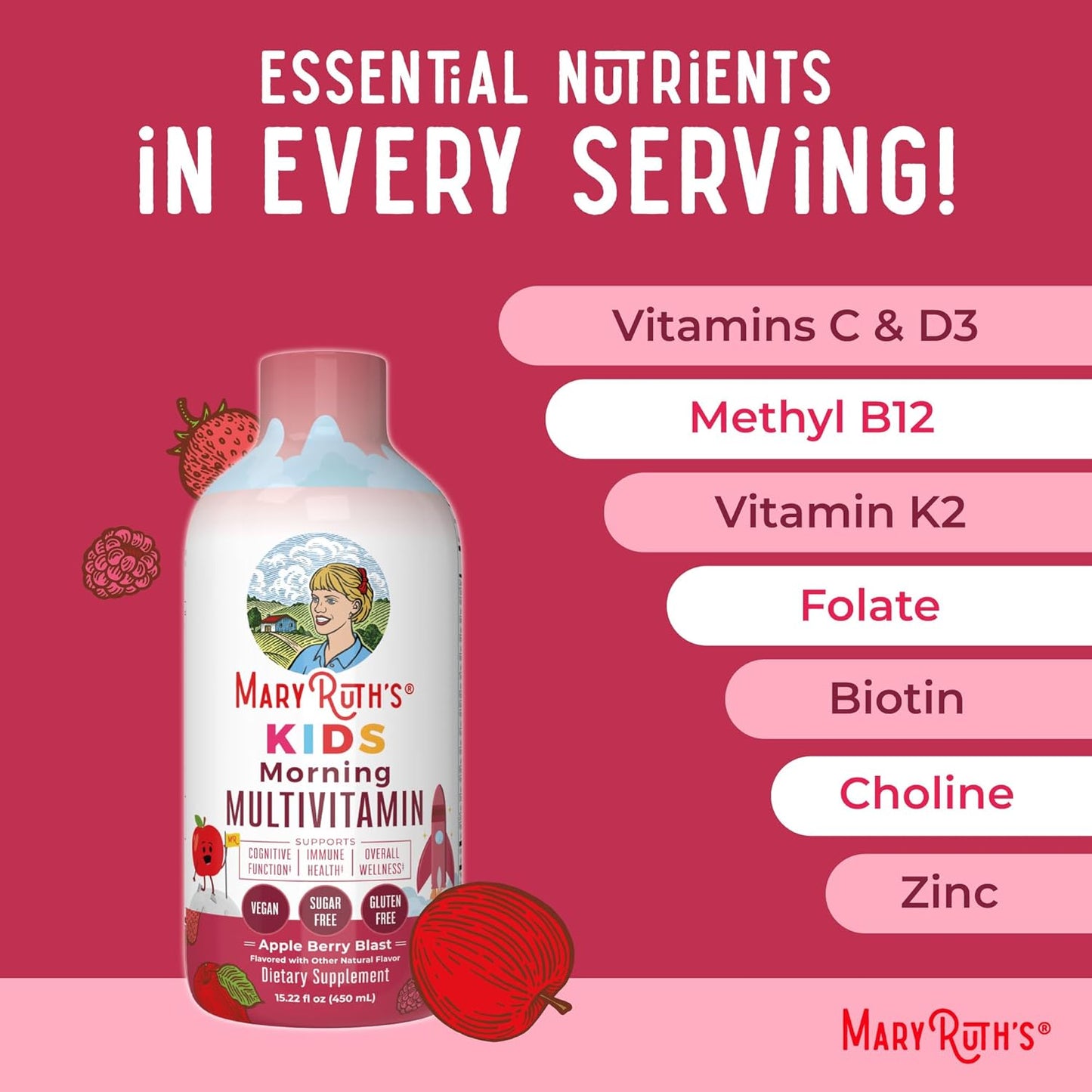 MaryRuth's Kids Liquid Morning Multivitamin | Kids Multivitamin | Immune Support | Vitamin C & D | Kids Vitamins | Kids Vitamins multivitamin | Vegan | 30-180 Servings | 15.22 fl oz - Nirvana Guru