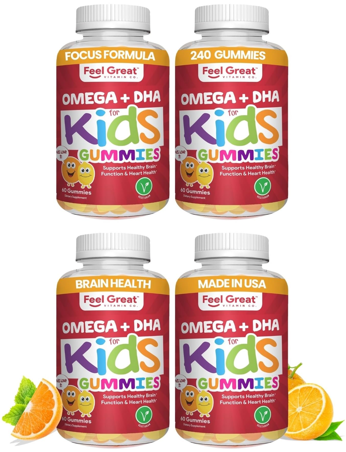 Feel Great Vitamin Co. Complete DHA Gummies for Kids | with Omega 3 6 9 + DHA, Vitamin C | Supports Healthy Brain Function, Vision & Heart Health | Gluten Free, Vegetarian | 60 Gummies Nirvana Guru