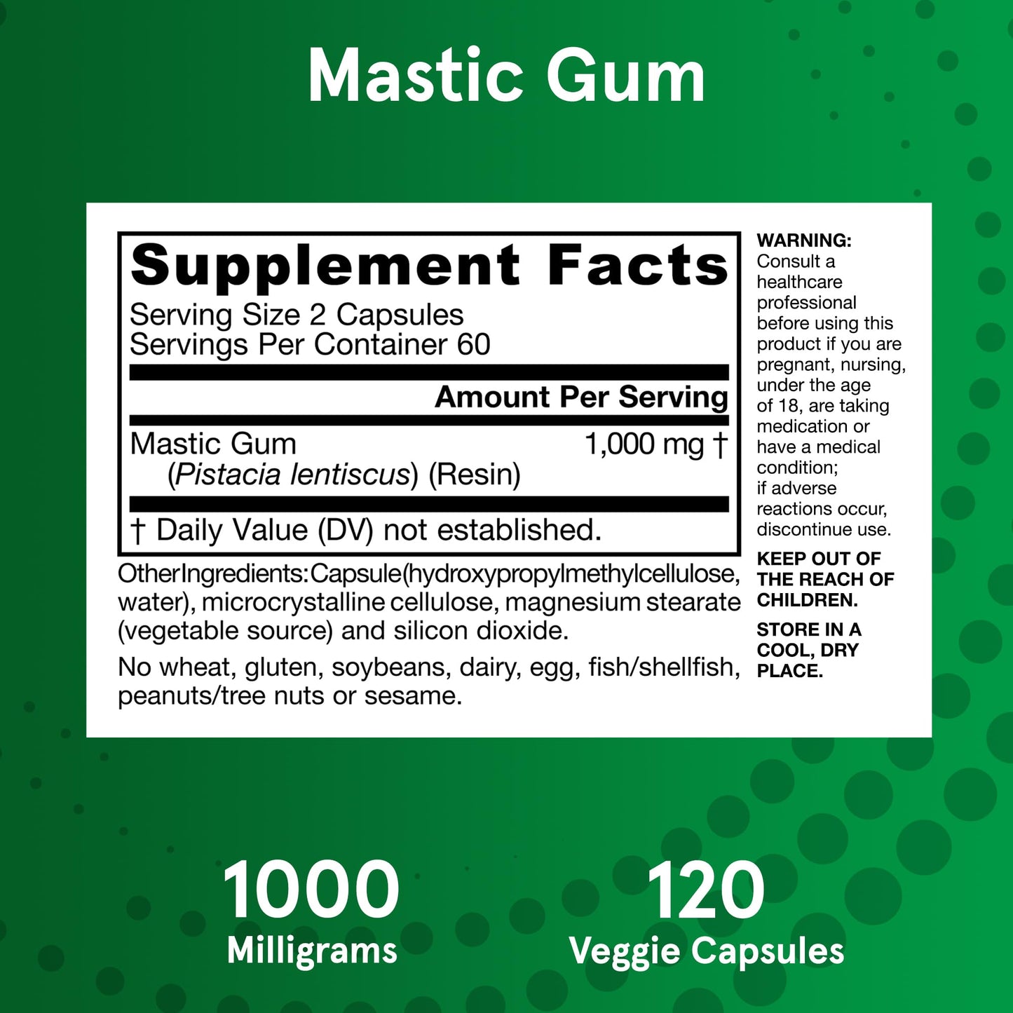 Jarrow Formulas Mastic Gum 1000 mg, Dietary Supplement for Gastrointestinal Health Support, 60 Veggie Capsules, 30 Day Supply - Nirvana Guru