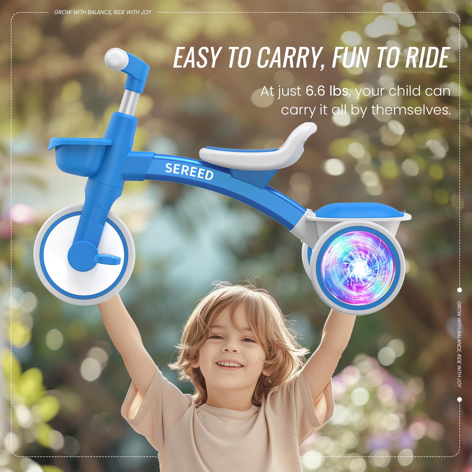 SEREED Colorful Lighting Toddler Tricycle for 2-5 Years Old Girls, Adjustable Seat&Handlebar Trike, Removable Basket, Birthday Gift Idea for Kids Ages 2+ (Pink) Nirvana Guru