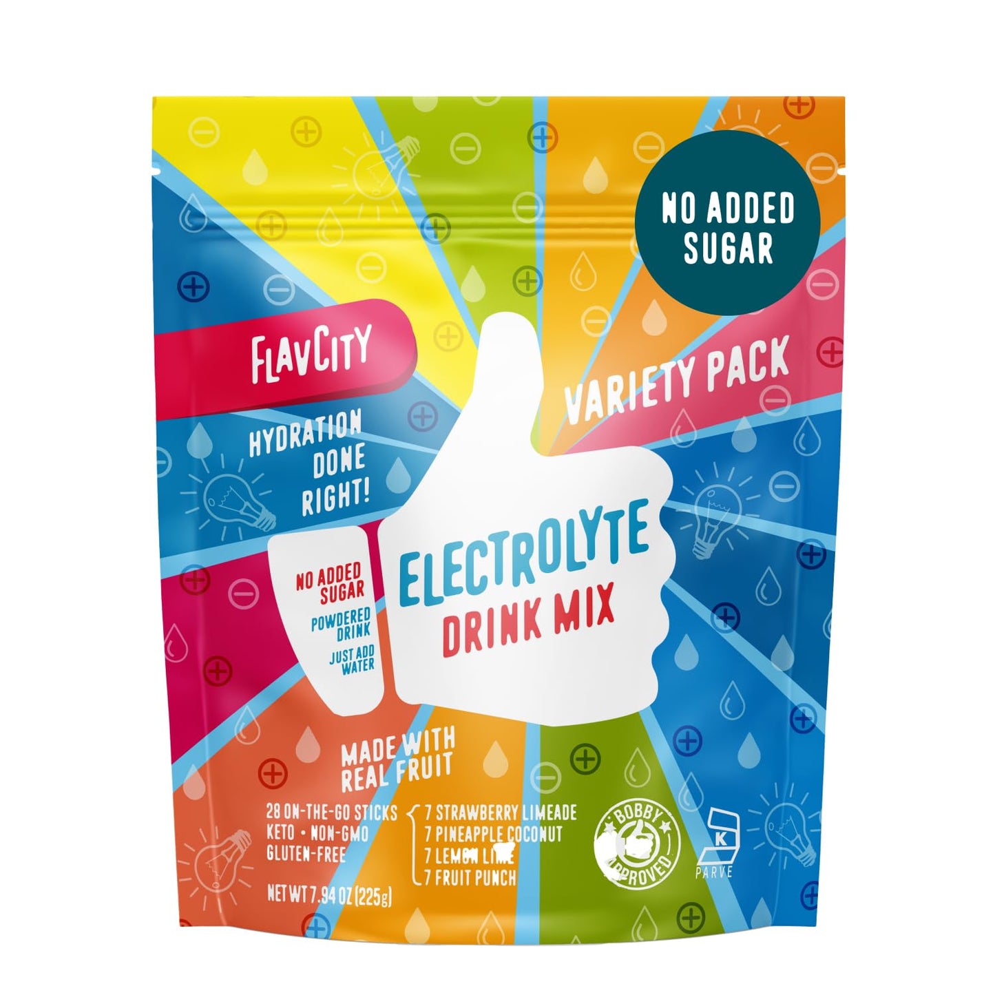 FlavCity Electrolytes Powder Packets - 28 Hydration Packets, Variety Pack - No Added Sugar - Hydration Powder with Real Fruit & Unrefined Sea Salt - Keto & Gluten-Free (28 Stick Packs) Nirvana Guru