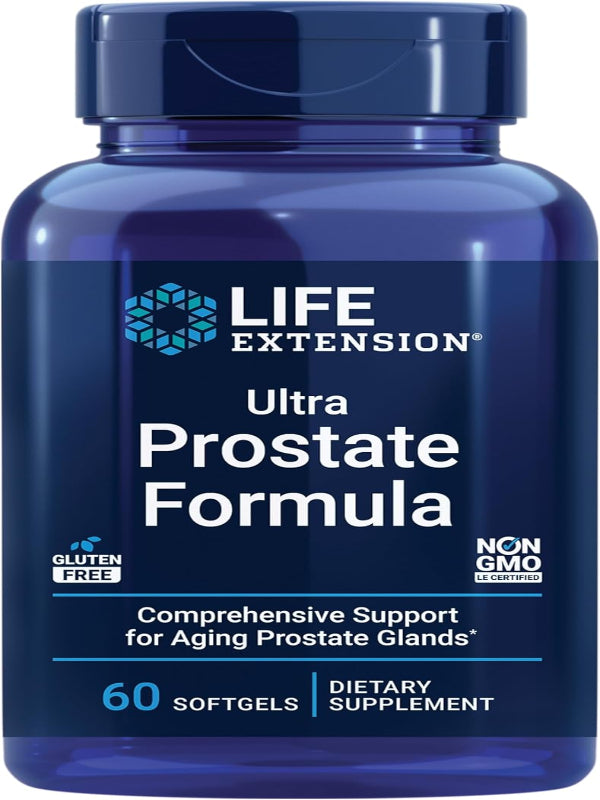 Life Extension Ultra Prostate Formula, saw palmetto for men, pygeum, stinging nettle root, lycopene, 11 nutrients for prostate function, non-GMO, gluten-free, 60 softgels - Nirvana Guru