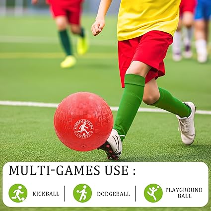 10 Inch Dodgeball Balls Playground Ball Kickball, Dodge Balls for Kids, Kickballs Handball for Indoor Outdoor Games Four Square Balls, Includes Pump nirvanaguru
