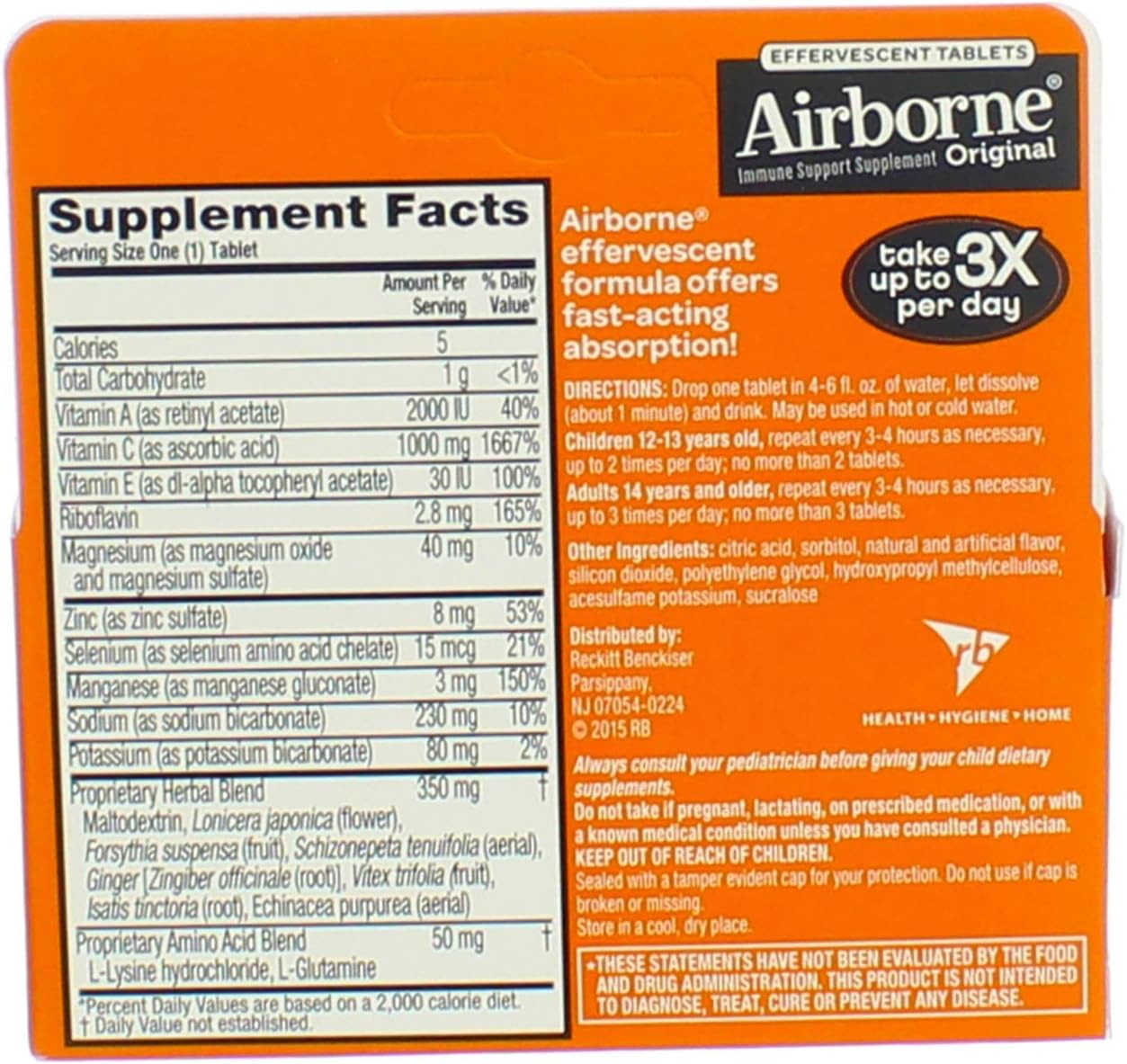 Airborne Effervescent Tablets Zesty Orange - 10 ct, Pack of 5 Nirvana Guru