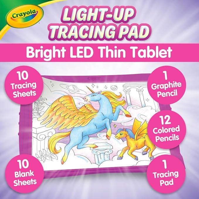Crayola Light Up Tracing Pad - Pink, Writing & Drawing Art Kit for Kids & Adults, Kids Toys, Tracing Light Box Table, Holiday & Christmas Gifts for Girls & Boys, 6+ Nirvana Guru