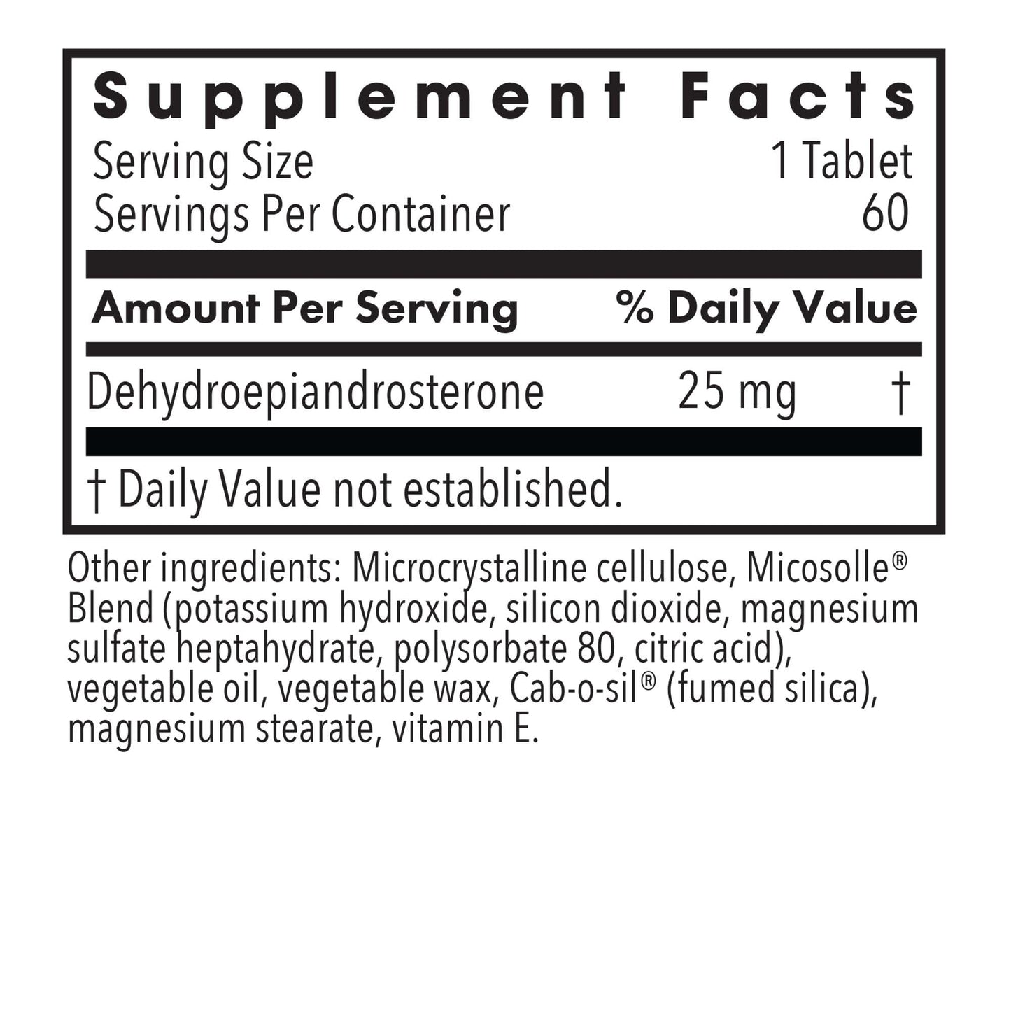 Allergy Research Group DHEA 25mg Supplement - Hormone Support for Men & Women, Micronized Lipid Matrix, Hypoallergenic, Soy-Free, Scored Tablets - 60 Count Nirvana Guru