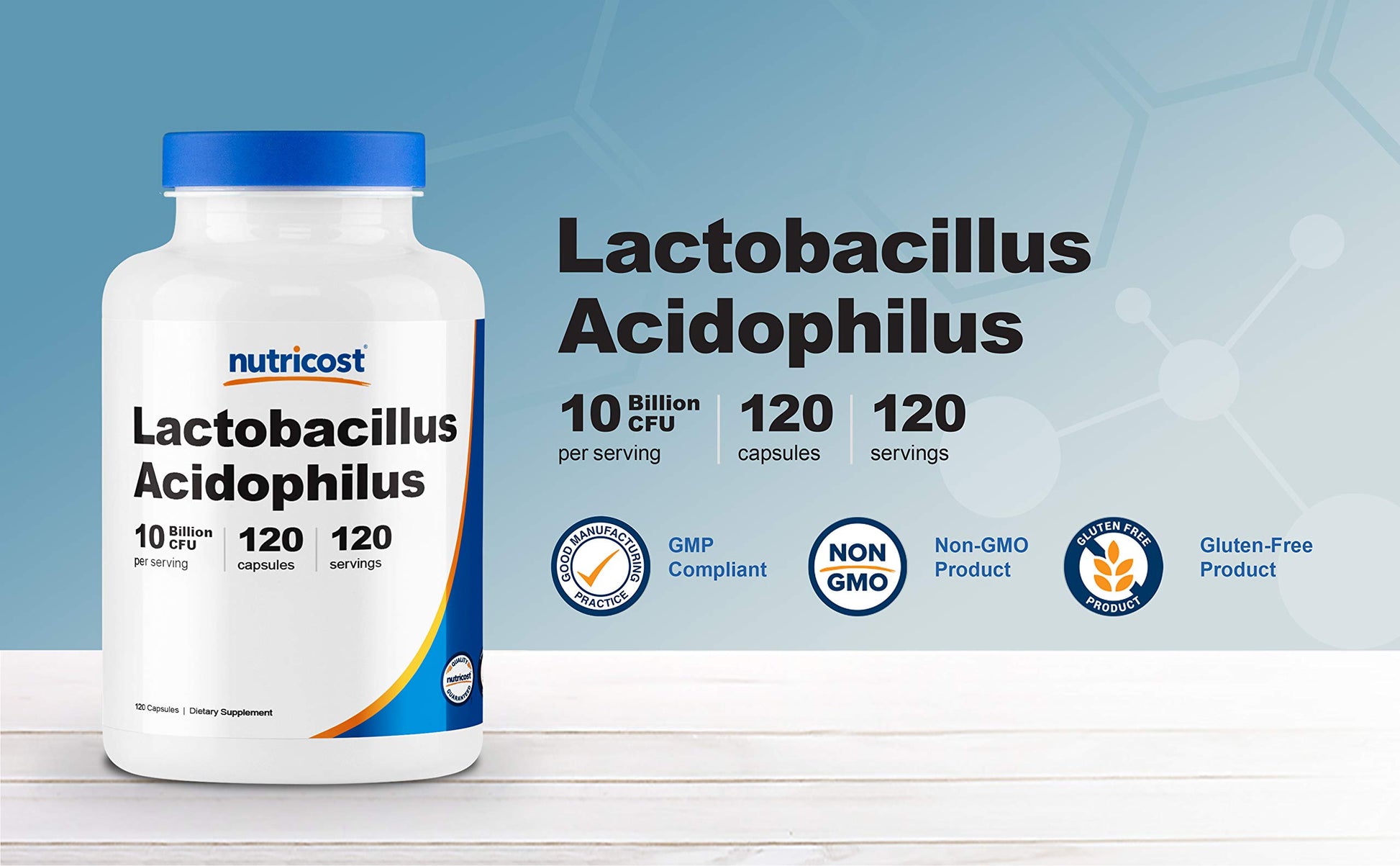 Nutricost Lactobacillus Acidophilus 10 Billion CFU, 120 Vegetarian Capsules - Nirvana Guru
