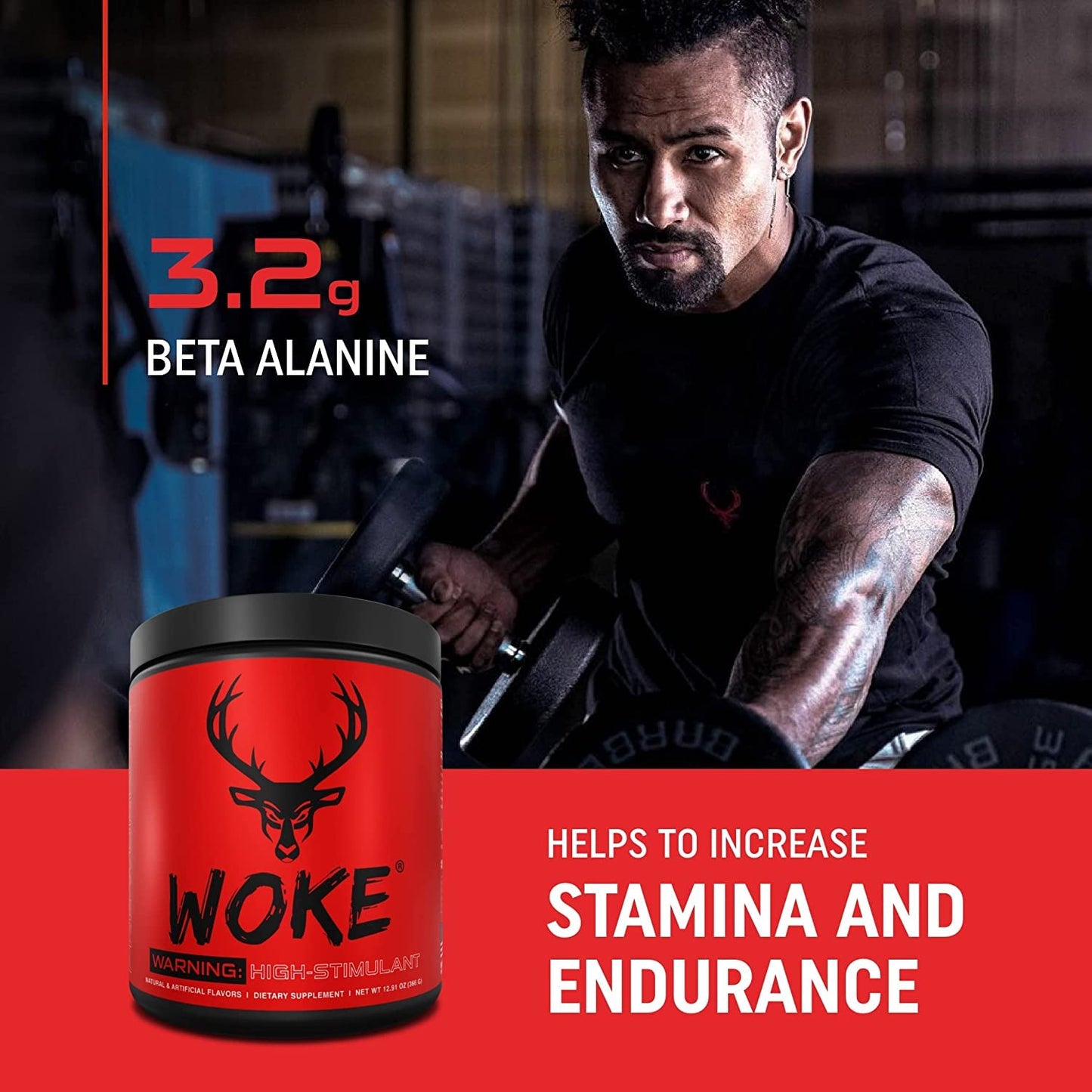 Bucked Up - Woke - HIGH STIM Pre Workout - Best Tasting - Focus Nootropic, Pump, Strength and Growth, 30 Servings (Strawberry Kiwi) Nirvana Guru