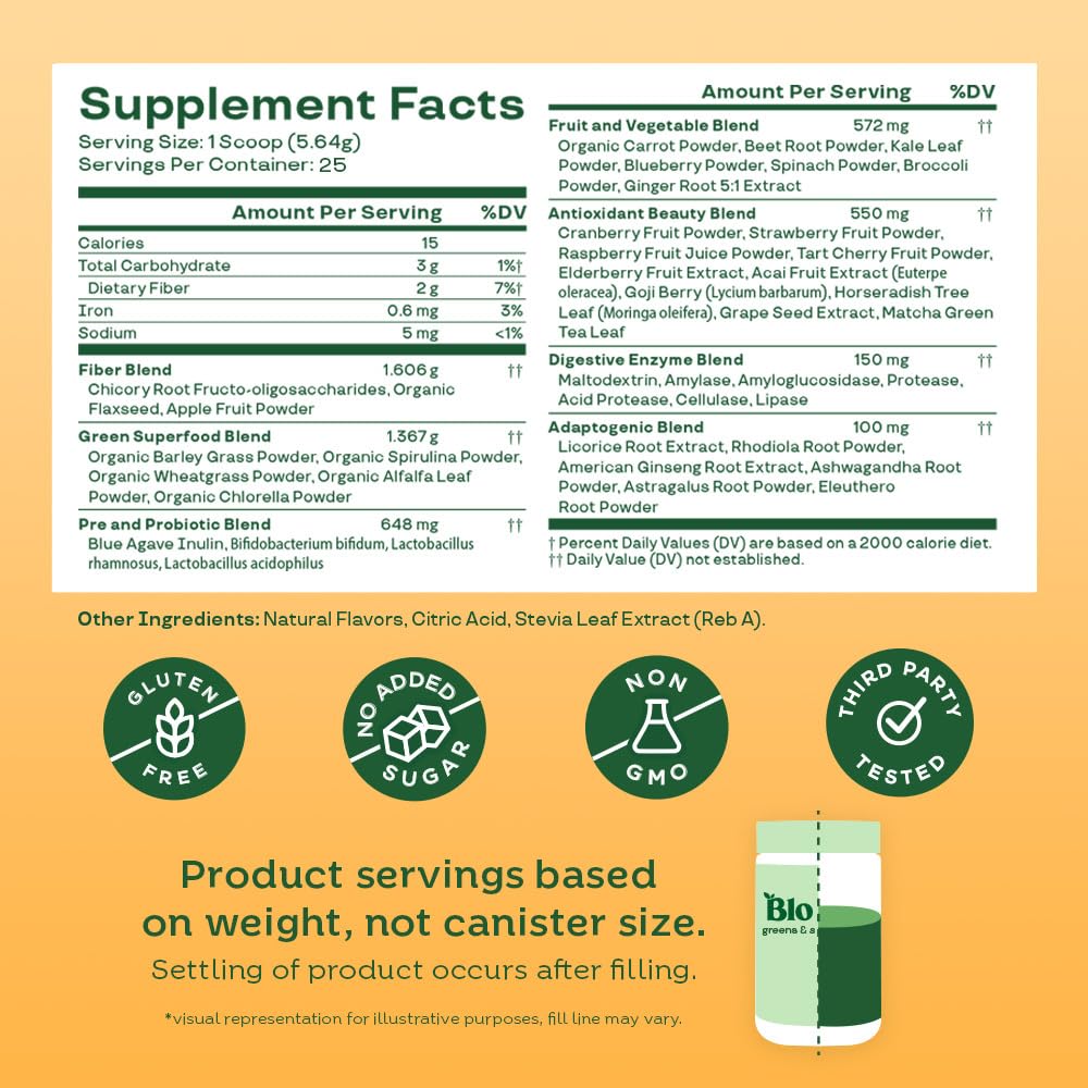 Bloom Nutrition Greens and Superfoods Powder for Digestive Health, Greens Powder, Digestive Enzymes, Probiotics, Spirulina, Chlorella for Bloating & Gut Support, Green Juice, 30 SVG, Strawberry Kiwi