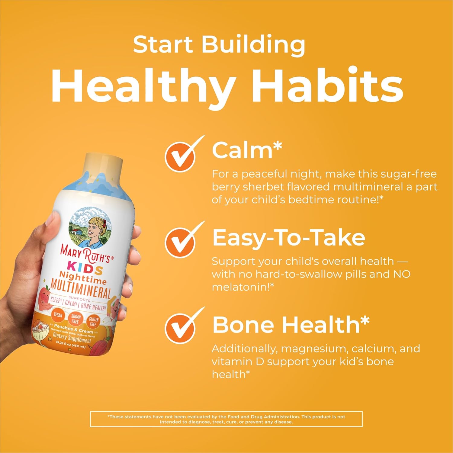Kids Liquid Nighttime Multimineral by MaryRuth's | Kids Vitamins | Bone Health | Calm Calcium Magnesium Supplement | Muscle Relaxation | Vegan | Sugar Free | 30-180 Servings | 15.22 fl oz - Nirvana Guru