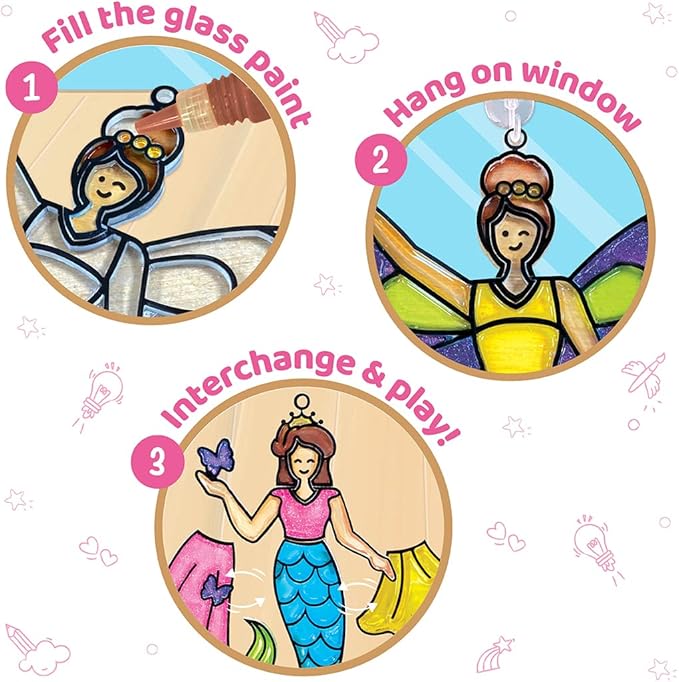 Imagimake Window Art Princess | Suncatcher Kit | Arts and Crafts for Kids Ages 8-12 | Girls Toys Age 6-8 | Unicorn Gifts for Girls Age 6-8 | 5 Year Old Girl Gift | 8 Year Old Girl Birthday Gift nirvanaguru