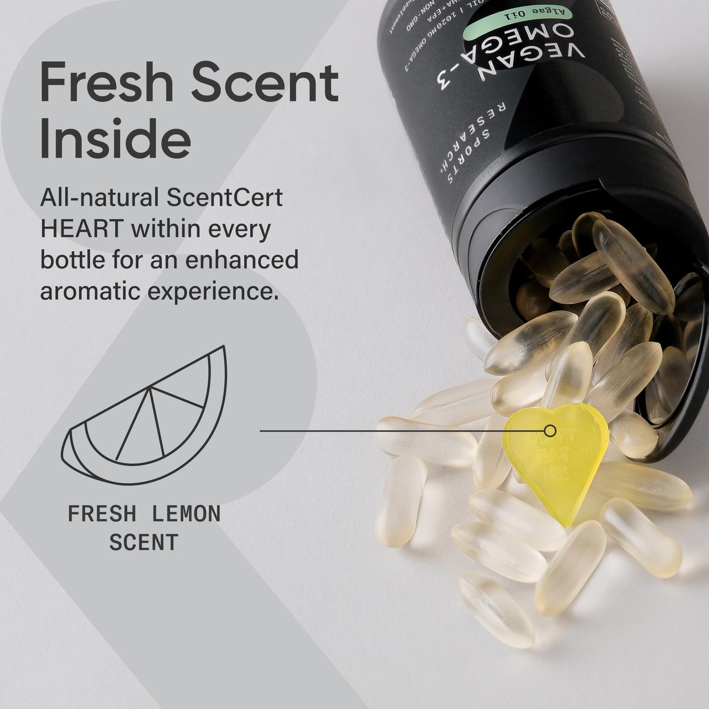 Sports Research Vegan Omega-3 Fish Oil Alternative from Algae Oil - Highest Levels of DHA & EPA Fatty Acids | Non-GMO Verified & Vegan Certified - Fresh Lemon Scent - 60 Veggie Softgels - Nirvana Guru