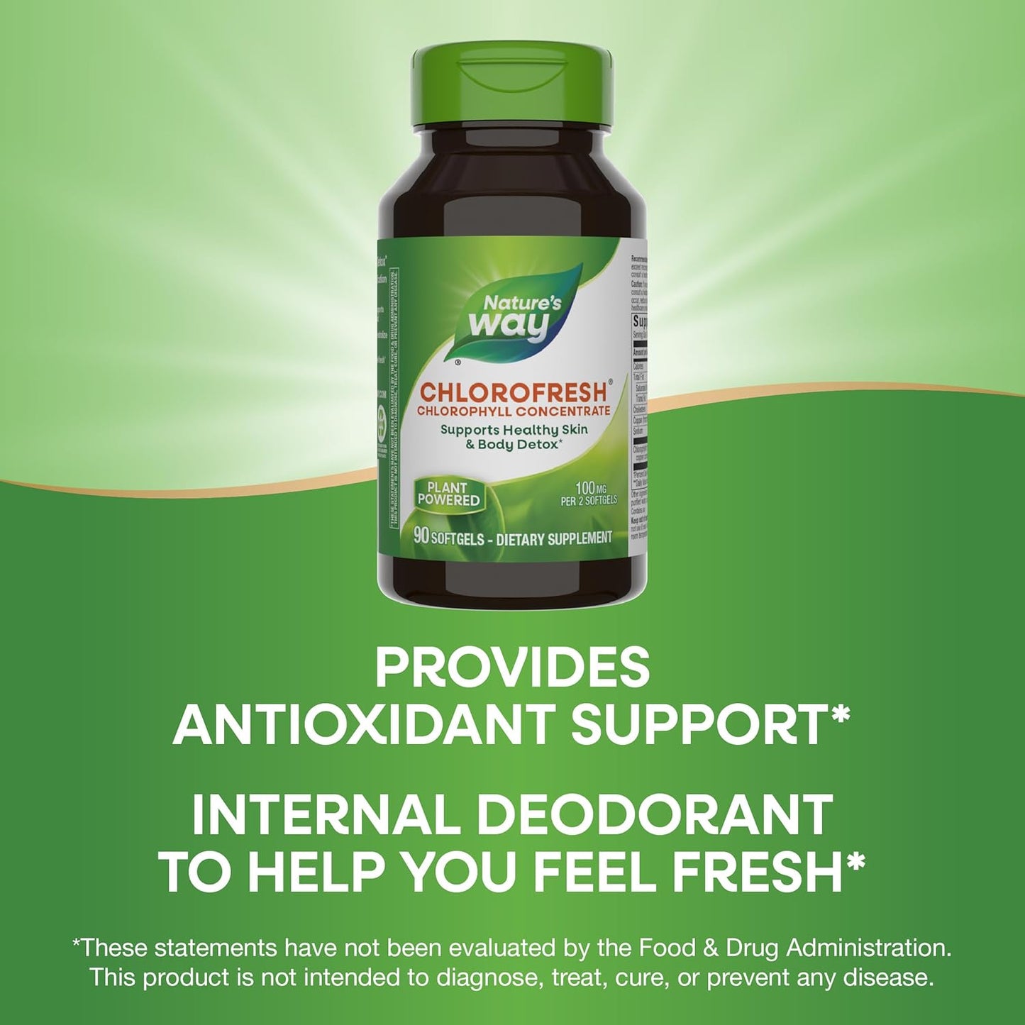 Nature’s Way Chlorofresh Chlorophyll Concentrate, Supports Detox Pathways*, Chlorophyllin Copper Complex, Supports Healthy Skin*, Internal Deodorant*, 90 Softgels - Nirvana Guru