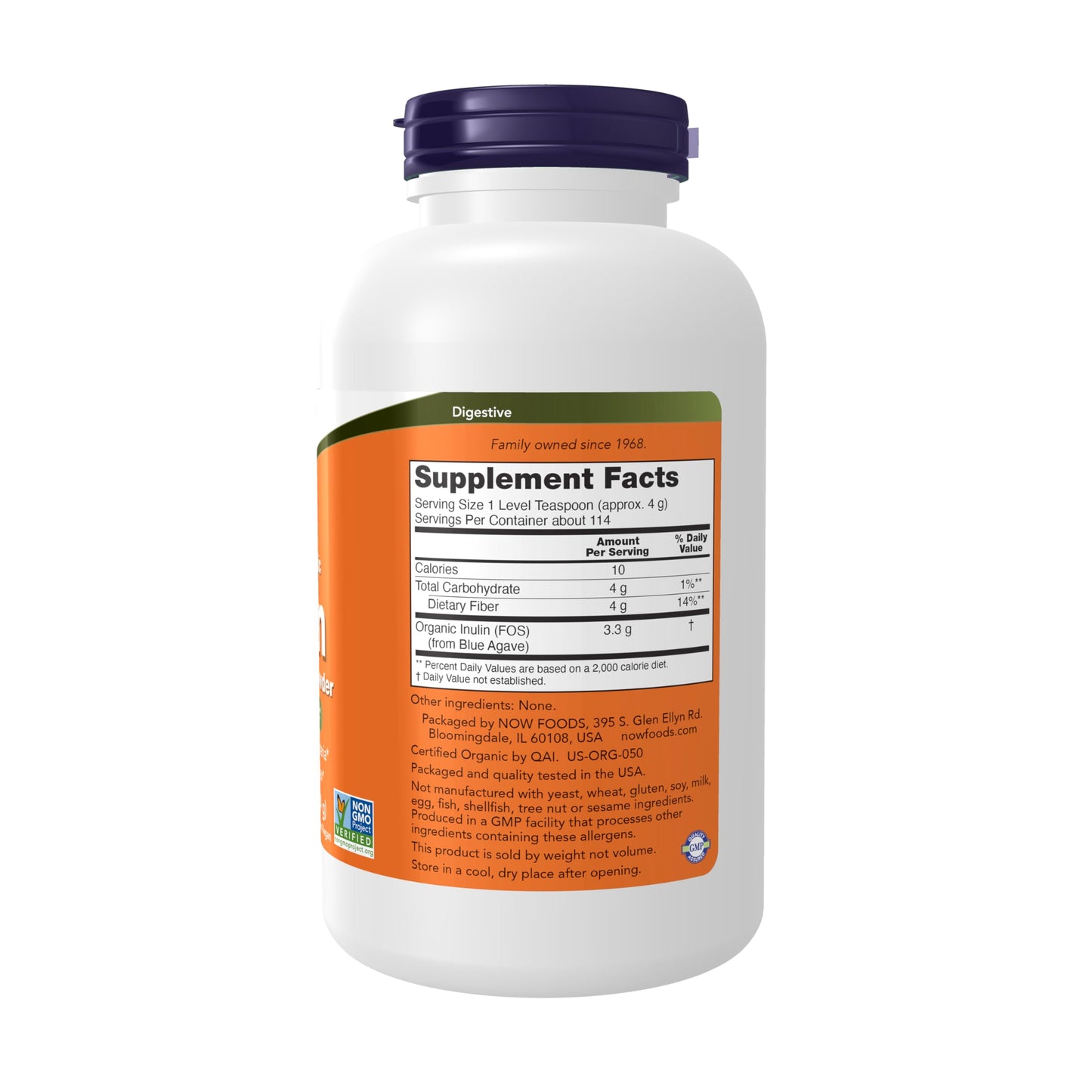 NOW Foods Supplements, Inulin Prebiotic Pure Powder, Certified Organic, Non-GMO Project Verified, Intestinal Support*, 1-Pound - Nirvana Guru