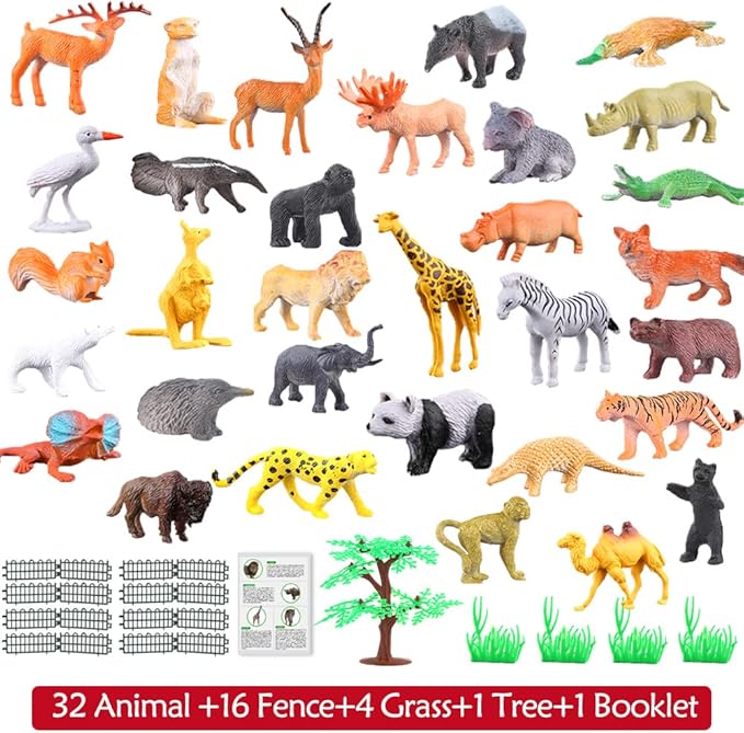 Animals Figure,54 Piece Mini Jungle Toys Set,ValeforToy Realistic Wild Vinyl Plastic Animal Learning Party Favors for Boys Girls Kids Toddlers Forest Small Playset Cupcake Topper nirvanaguru