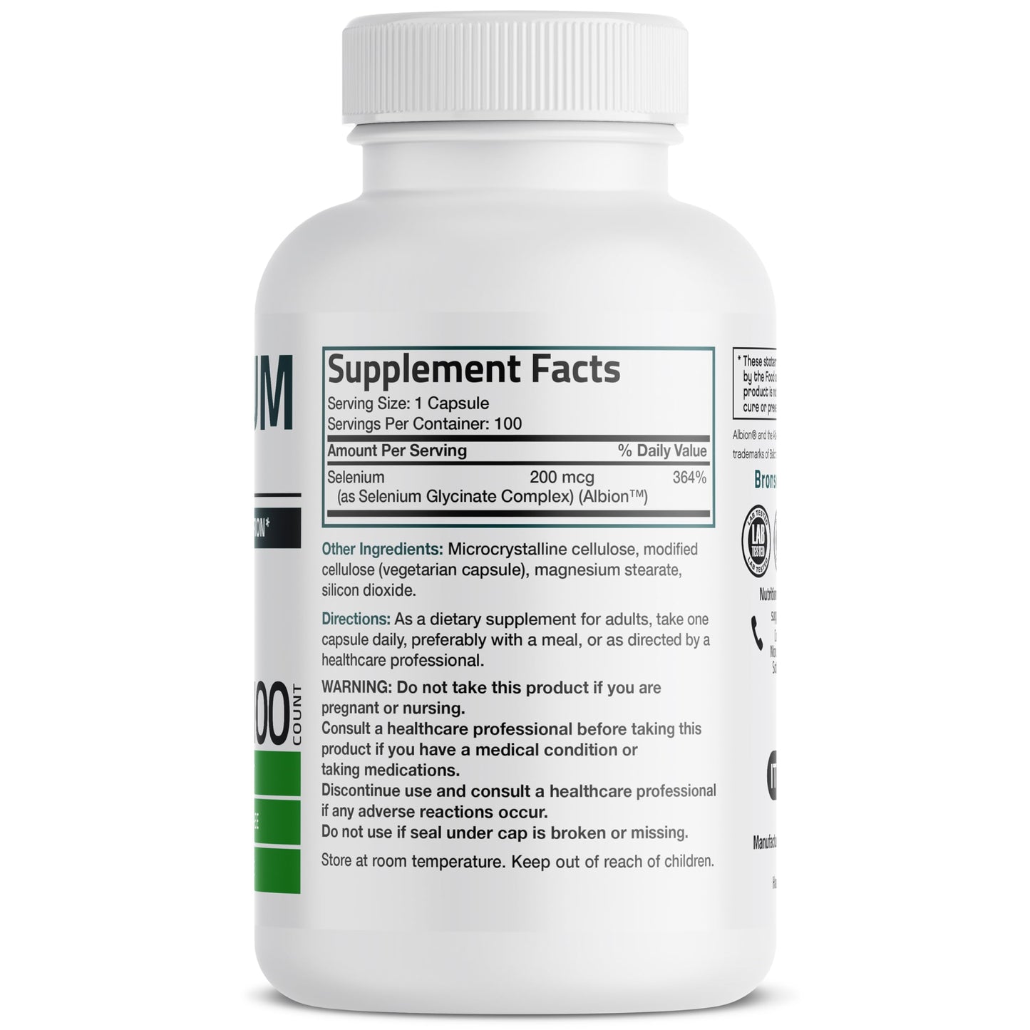 Bronson Selenium 200 mcg – Yeast Free Chelated Amino Acid Complex - Essential Trace Mineral with Superior Absorption, 250 Vegetarian Capsules Nirvana Guru