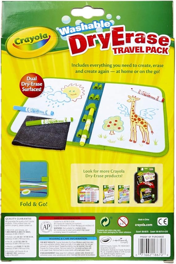 Crayola Washable Dry Erase Travel Pack, Whiteboard for Kids, Ages 4, 5, 6, 7 nirvanaguru