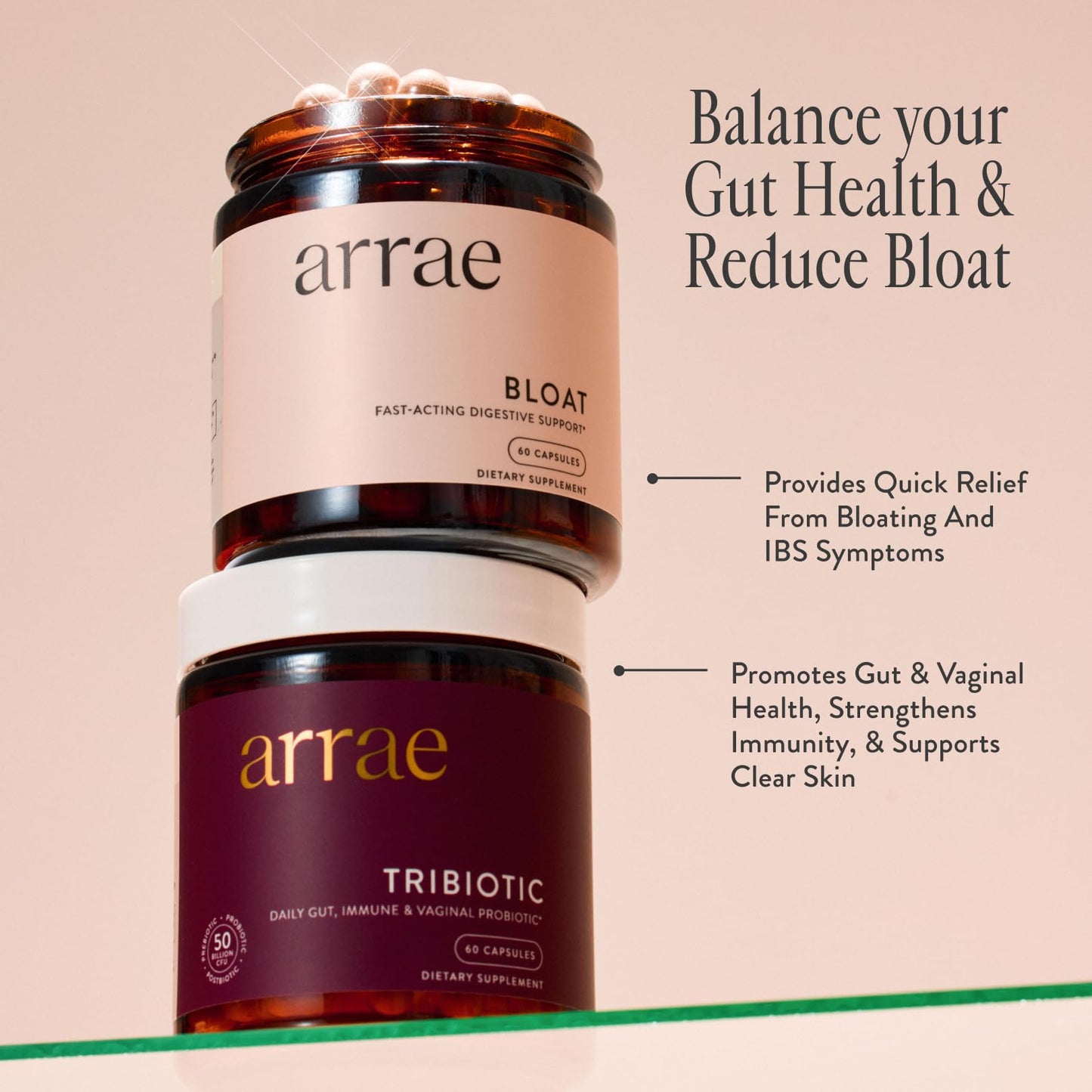 Arrae Fast-Acting Bloating Relief Digestive Enzymes, All Natural Bloat, Gas & Indigestion Relief Capsules, 60 Count - Nirvana Guru