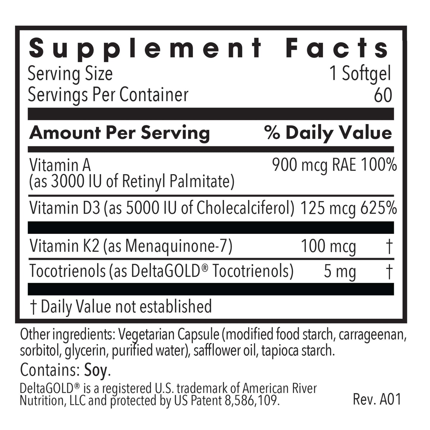 Allergy Research Group Vitamin D3 Complete 5000 IU - Vitamin D3 and K2 Supplement, Daily Balance, with Vitamin A, DeltaGold Tocotrienols, High Potency, Veggie Softgels - 60 Count Nirvana Guru