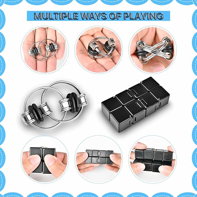 5PC Fidget Toys Adults Set Fidgets for Classroom Must Have Autism Sensory Pack Figette Cube ADHD Special Treasure Prize Tool Stress Relief Desk Cool Gadget for Kids Teen Christmas Stocking Stuffer nirvanaguru