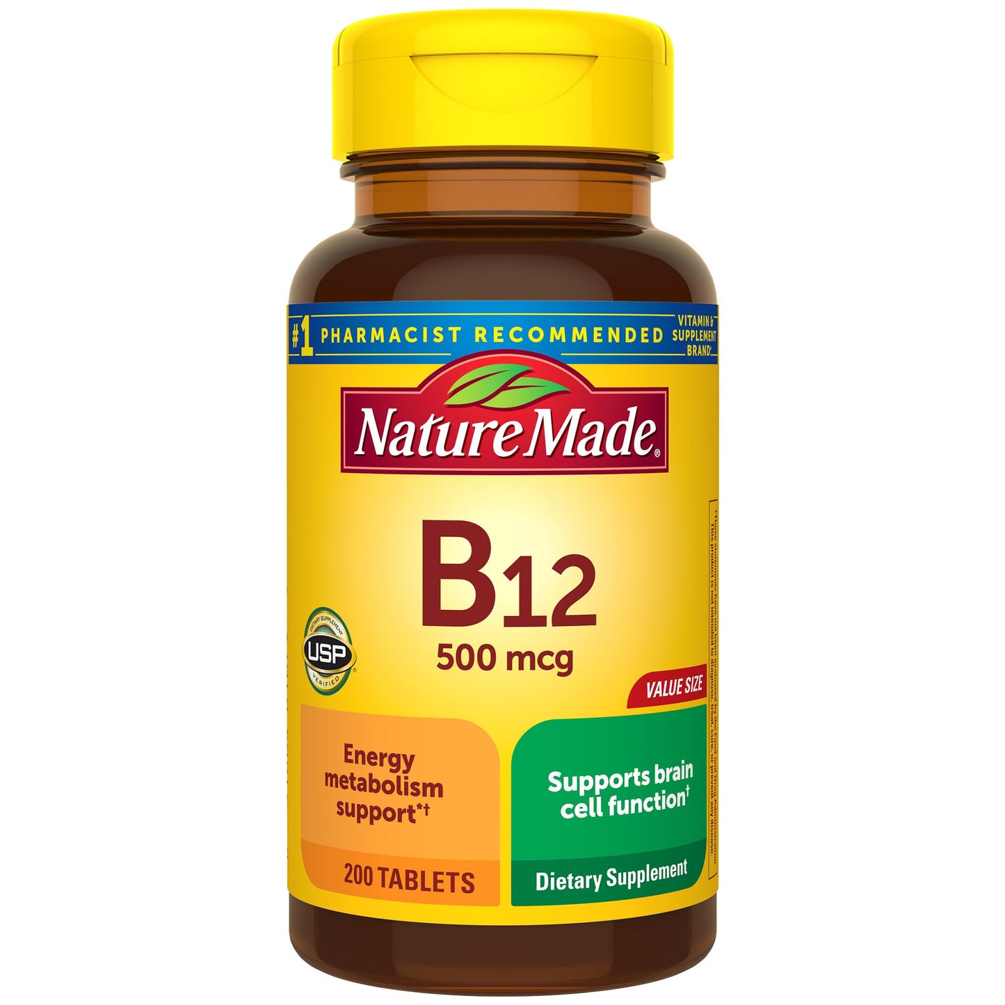 Nature Made Vitamin B12 500 mcg, Dietary Supplement for Energy Metabolism Support, 200 Tablets, 200 Day Supply - Nirvana Guru