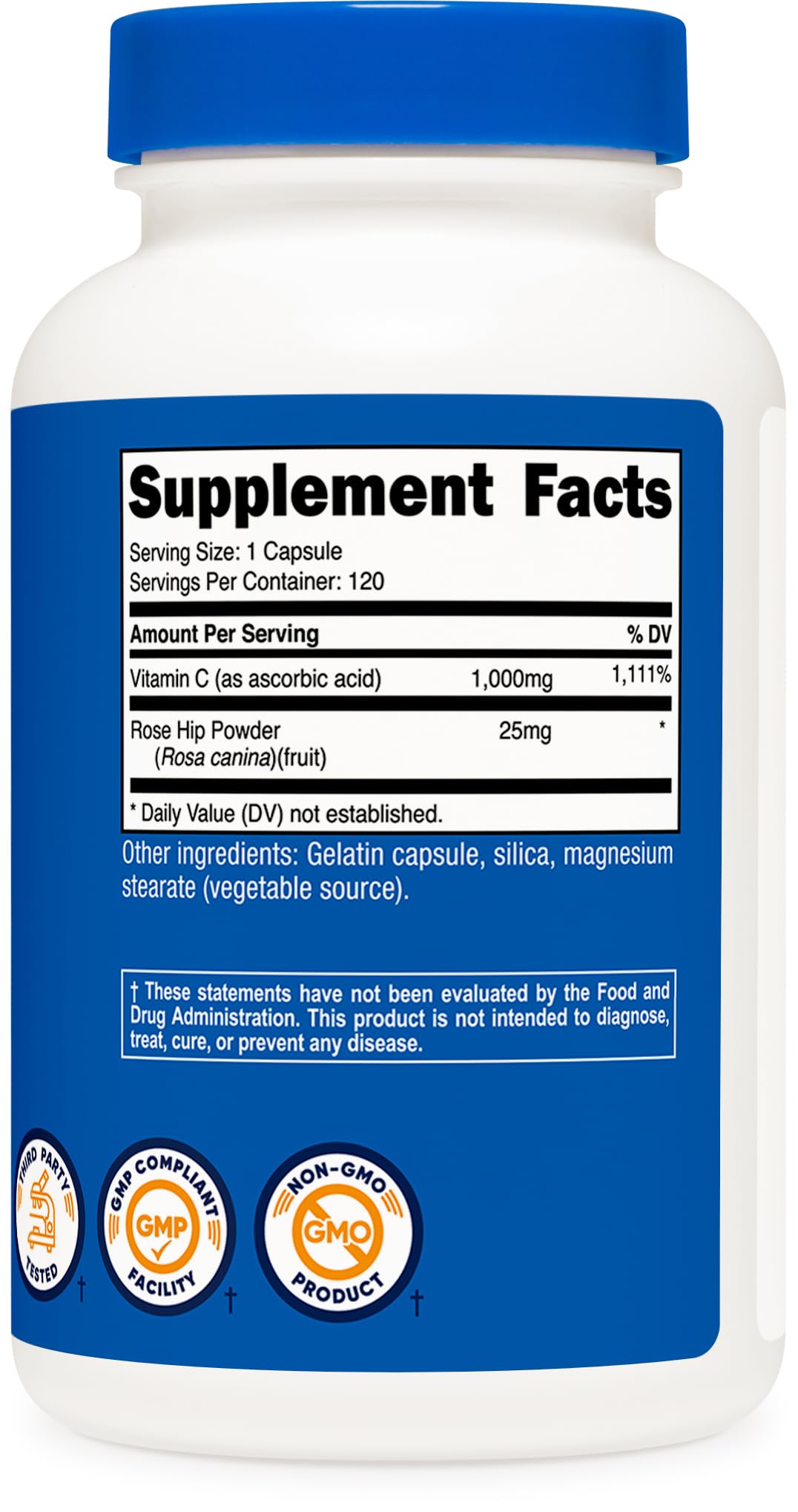 Nutricost Vitamin C with Rose HIPS 1025mg, 240 Capsules - Vitamin C 1,000mg, Rose HIPS 25mg, Premium, Non-GMO, Gluten Free Supplement Nirvana Guru