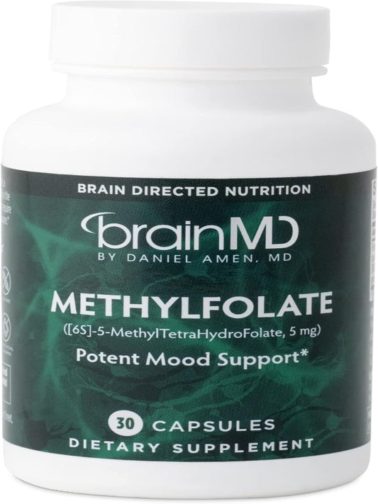 Dr Amen BrainMD Methylfolate - 30 Capsules - Potent Mood Support - Gluten Free - 30 Servings Nirvana Guru