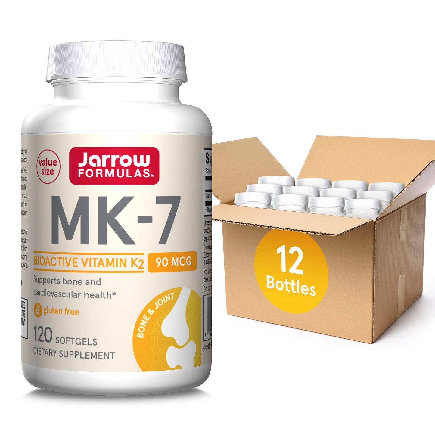 Jarrow Formulas MK-7 90 mcg - Bioactive Form of Vitamin K2 - 120 Servings (Softgels) - For Bone & Cardiovascular Health - Vitamin K2 MK-7 Dietary Supplement - K2 Vitamin Supplement MK-7 - Gluten Free - Nirvana Guru
