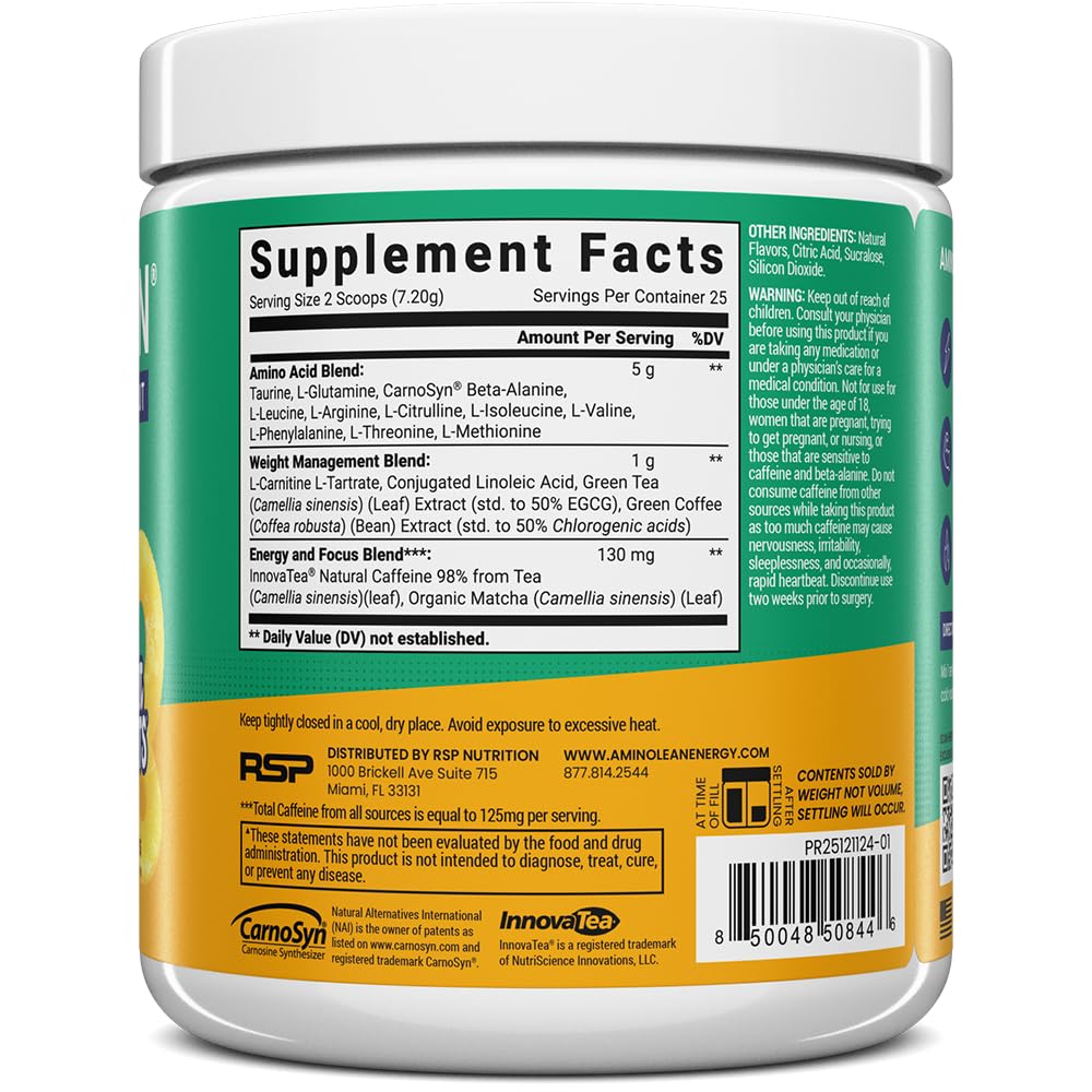 RSP NUTRITION AminoLean Pre Workout Powder, Amino Energy & Weight Management with Vegan BCAA Amino Acids, Natural Caffeine, Preworkout Boost for Men & Women, 30 Serv, Pink Lemonade… Nirvana Guru