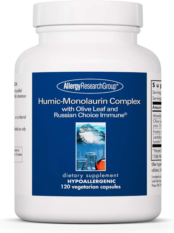 Allergy Research Group Humic-Monolaurin Complex - Immune System Support, Humic Acid Supplements, with Olive Leaf, Vegetarian Capsules - 120 Count Nirvana Guru