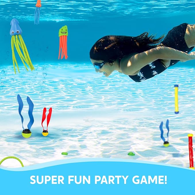 JOYIN 30 Pcs Diving Pool Toys for Kids Ages 3-12 Jumbo Set with Storage Bag Pool Games Summer Swim Water FishToys nirvanaguru
