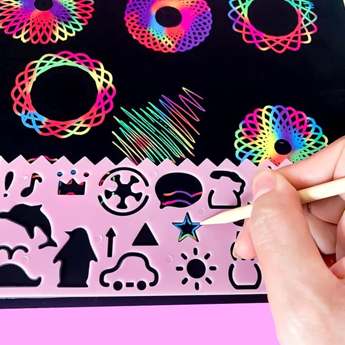 Cityrosy Scratch Art Paper Rainbow Sets 100 Pcs-Black Magic Scratch Off Craft Set for Kids Classroom Supplies Kits for Age 3-12 Kids Party Games nirvanaguru